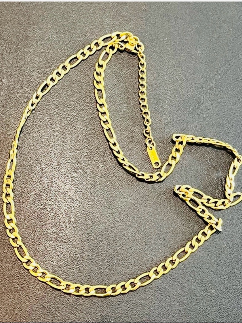 Gold Tone Figaro Chain Necklace